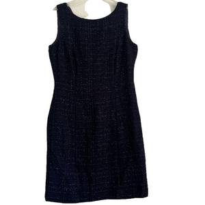 Tahari Black Metallic Sleeveless Sheath Dress Women's 8 Sleeveless Dressy